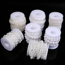 3 Yards/Roll ABS Faux Pearl Rhinestone Chain, Bridal Dress Accessory, Party Decorative Chain, Elegant Bracelet & Necklace Making Faux Pearl Chain