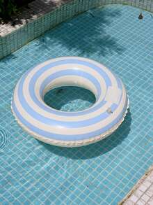 1 件泳池配件，条纹印花蓝色成人泳池充气浮床，泳池派对和海滩的完美夏季礼物，泳池筏躺椅 - 藍色 - 查看 4