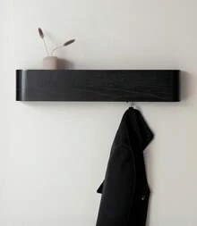 Appendiabiti da Parete Legno | Design Moderno con Ganci Murali Nascosti | Pannello in Impallacciatura di Legno Massello | Quercia, nero