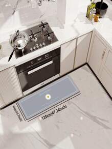 1 pezzo di tappetino da cucina in diatomite, in stile fresco e semplice, con pattern a margherite intrecciate e testo in inglese, di colore grigio di alta qualità, antifatica con cuscinetto di circa 3mm di spessore, tappetino da cucina assorbente e tappeto, tappetino in morbida gomma di diatomite, adatto per cucina, bagno, ingresso, lavanderia e altri ambienti