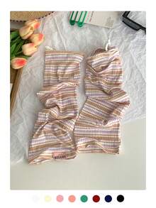 1 双女士条纹冰丝防紫外线袖套，宽松版型，适合驾驶、骑行、防晒、夏季