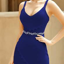 1 件时尚百搭珍珠水晶新娘腰带、头饰、婚纱配饰。适合礼服、派对、圣诞节 - 彩色 - 查看 2