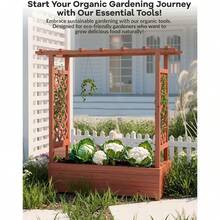 HomelyHues Elevated Wooden Garden Bed With Trellis - 45 Inch Planter Box With Side Supports, Canopy, And Drainage Holes – Perfect For Climbing Plants, Vines, And Blossoms - 43x17x44英尺 - 查看 4