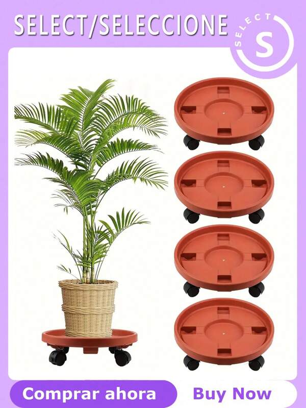 Plant Caddy With Wheels Movable Plant Stand Rolling Flower Pot Base Heavy Duty Plant Dolly Tray Indoor Outdoor Planter Holder Universal Round Plant Pallet Saucer With Casters Adjustable Plant Pot Mover Portable Plant Roller Stand Sturdy Potted Plant Cart With Lockable Wheels Raised Plant Base