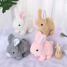 Cute Electric Rabbit Plush Toy That Can Jump And Bark, Soft Polyester Filled Animal, Ideal Choice For Valentine's Day And Easter Gifts, Battery Powered (Battery Not Included) 2025 Upgraded Interactive Realistic Bunny Realistic Bunny Toy Handmade Interactive Bunny Robot - Multicolor - View 3