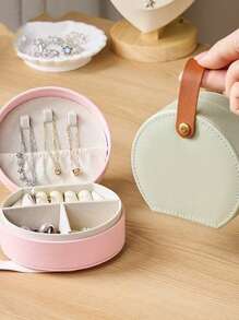 1pc Exquisite Jewelry Box, Creative Portable Ring, Ear Studs, Necklace And Earring Travel Jewelry Organizer, Simple Style.