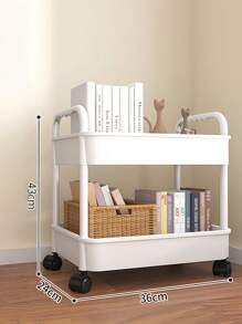 1pc 2-Tier Rolling Storage Cart - PP Material, Multipurpose For Office, Kitchen, Bathroom And Bedroom Organization Outdoor Decor