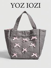 Back To School Ballet Sweet Bow Cute Student Tote Bag, Slouchy Handbag Tote Bag, Versatile Large Capacity Shoulder Bag Suitable For College Students