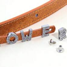 1pc Customizable Letter PU Base Collar With Various Rhinestone Letter Sequin Styles, Women Choker Collar