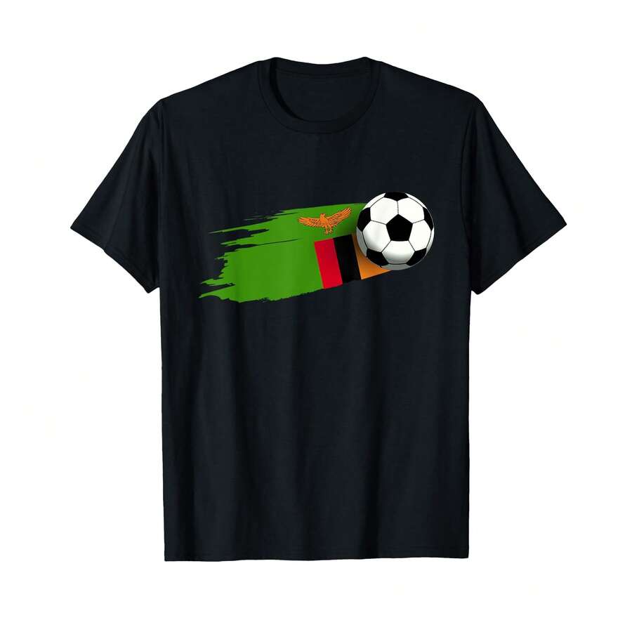Zambia Flag Jersey Zambian Soccer Team Zambian T-Shirt. MI Gifts For Kids - Black - View 1