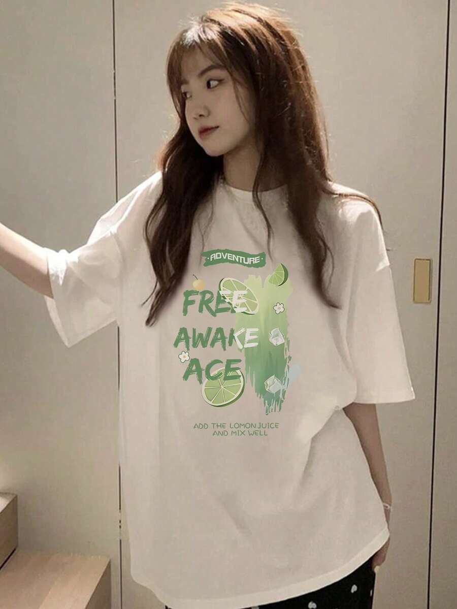 200g Pure Cotton T-Shirt 2025 Summer Ladies New Short Sleeve Pure Cotton Holiday Pattern Short Sleeve Round Neck Couple Wear Small Shirt Tops - 白色 - 查看 1