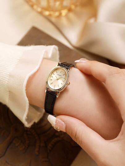 LI Watch, Oval Dial Pu Strap, Vintage Classic Business Ladies Quartz Watch. Can Be Life, Ideal Birthday Holiday (No Box) view 3