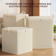 Oversized Reusable Fabric Storage Bins With Zipper Closures & Handles - Portable Space-Saving Organizers For Comforters, Clothes, Bedding, Crafts, Christmas Decor - Durable Rectangular Design, 3.2 Cu Ft Capacity, Under 27" Height, Gray, Craft Supply Organizer, Spacesaving Design, Neutral Color Bin