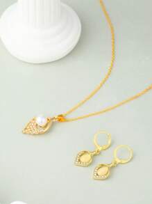 Juego de 3 piezas de collar y aretes de ópalo elegante y único, perfecto para citas, fiestas o regalos.