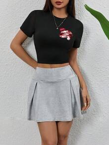客製化女款短袖T恤，可添加照片（自拍照/圖案/Logo/寵物/家庭照等），運動風格，個性化禮物 - 黑色 - 查看 5