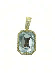 彩色宝石合金吊坠,搭配彩色宝石链,嘻哈项链 - 大寶石吊墜項鍊 - 查看 15