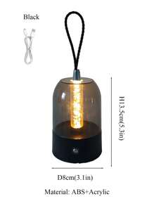 1pc Portable Camping Light, Transparent Lampshade, Touch Switch, Room Decorative Light, Flexible Outdoor Light For Hanging And Standing, Dimmable Camping Light, Rechargeable, Balcony Light, Camping Light, Outdoor Table Light