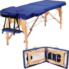 Massage Table Portable Lash Beds Spa Bed Massage Couch Foldable Spa Tables Adjustable 2 Fold With Non-Woven Bag 24 Inch, Black - 藍色 - 查看 1