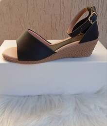 Anabela Sandal Medium Heel 4 Cm Closed Back - màu đen - Xem 3