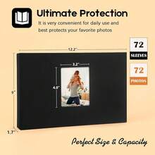 New-88 8x10 Photo Album Holds 72 Horizontal Photos, Linen Cover  Front Window, 8x10 Photo Album Book For 8 X 10 Pictur Artwork, 8 X 10  For Baby W Family Photos (Black) - 橫向黑色 - 查看 4