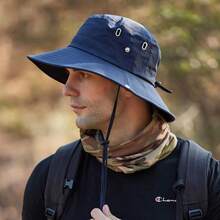 1 chiếc mũ rộng vành có thể gập lại dành cho cả nam và nữ, thích hợp cho câu cá ngoài trời cắm trại đi bộ đường dài, chống tia UV, mũ chống nắng kiểu cao bồi có dây đeo có thể điều chỉnh - Nhiều màu - Xem 9