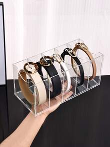 1pc Multi-Size Transparent Belt/Chain/Necktie/Headband Organizer Box, Detachable Assembly, Suitable For Daily Wardrobe Storage, Dresser Drawer, Jewelry And Accessory Organization, Multi-Functional Storage Box - Multicolor - View 9