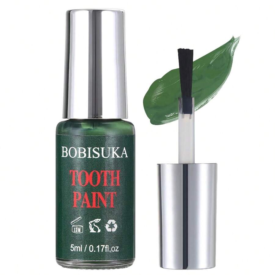 BOBISUKA Black Tooth Paint, Professional Black Out Teeth Makeup Solution - Safe, Quick Dry &Amp; Realistic, Perfect For Cosplay, Halloween Makeup, Theater, And Special Effects (5 Ml) - 殭屍腐爛 - 查看 1