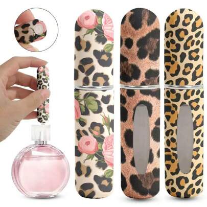 1/3PCS 5ml Portable Refillable Perfume Spray Bottle - Leopard Print And Flower Pattern Mini Travel Spray, Fashionable And Chic Cosmetics Pump Distributor - High-End Portable Perfume Bottle - Very Suitable For Use Anywhere, Anytime, Perfume Bottle