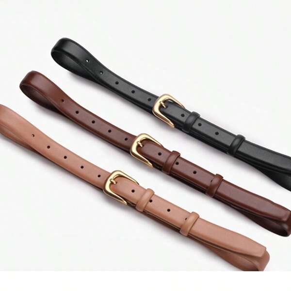 1pc/2pcs-Fashionable Women Belt With Metal Buckle, Suitable For Various Festivals, Parties And Casual Occasions