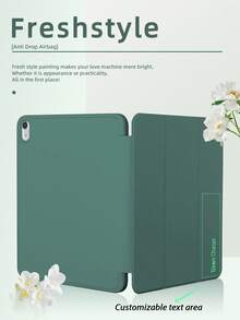 1pc Customizable Tri-Fold Tablet Case With Pen Slot, Midnight Green, Suitable For IPad Mini4/Mini5/Mini6/Mini7/Air/Air2/9.7/10.2/10.5/Air4/Air5/10.9/Pro 11-Inch/10th Gen/Air 11-In.(M2)-2024/Pro11-In.(M4)-2024/Air 11-Inch (M3) 2025/IPad (A16) 11 Inch 11th Generation 2025, Tri-Fold Adjustable Stand, Built-In Pen Slot, TPU Soft Edge Protection, Magnetic Auto Sleep/Wake, Simple/Casual/Personalized/Premium/Creative Design (Pen Not Included)