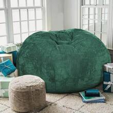 Premium Faux Rabbit Fur Bean Bag – Memory Foam Filled Round Chair For Adults, Teens & College Dorm - Green - View 2