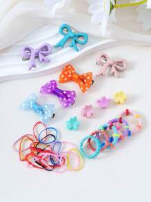 805pcs Girls Colorful Bow Hair Clips, Simple Elastic Hair Bands, Fashionable School Style Hair Accessories, Vibrant & , Suitable For Girls, Birthday Gifts, Party Decorations