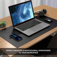 Desk Pad Protector Mat - Dual Side PU Leather Desk Mat Large Mouse Pad Waterproof Desk Organizers Office Home Table Decor Gaming Writing Mat Smooth (Black/Black,  31. 5" X 15. 7")