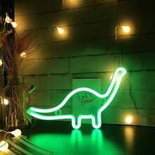 1 Stück Dinosaurier Neon Schild, ca. 29,7 x 18 cm (11,69 x 7,08 Zoll), Dinosaurier Neon Licht Geschenk, LED Dinosaurier Lampe für Wanddekoration, Zuhause, Party, Feiertage, batterie- oder USB-betriebenes Tischlampen-Leuchtsschild - warmweiß