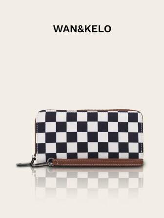 RFID Women's Wallet Fashionable Minimalist Checkerboard Pattern Wristlet Coin Purse With Waterproof Function For Women Wallet Purse Wallet Long Wallet Wristlet Wallet