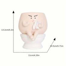 1pc 2-In-1 Funny Planter Pot With Drainage Hole - Resin Indoor/Outdoor Planter, Suitable For Succulents And Cacti, Self-Watering Function, Great For Home And Garden Decor, Garden Decoration | Quirky Design | Durable Resin
