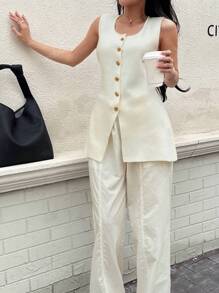 Nouveau gilet-cardigan tricoté à boutons dorés, style décontracté européen et américain, pour femmes, de la marque DEEKA