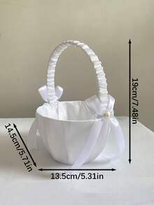 1 件婚礼花篮仿珍珠蝴蝶结花篮婚礼派对装饰散花瓣花篮，西式婚礼白缎珍珠蝴蝶结花篮，婚礼装饰，房间装饰，家居装饰夏季生日礼物海滩返校学校用品 - 彩色 - 查看 14