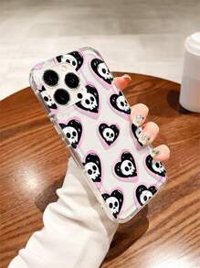 1 pieza Funda de teléfono transparente anti caídas de TPU con amortiguación de aire, corazón, calavera y estrella de dos colores, adecuada como regalo festivo compatible con Apple XS/XS Max/XR/11/12/13/14/15/16 Pro/Pro Max/14/15/16 Plus