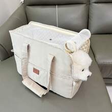 1PC Versatile Pet Carrier Bag - Pink Polyester Travel Bag With Zip Closure, Detachable Shoulder Strap For Small Pets, Fits Suitcase, Ideal For Car & Outdoor Use.