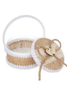 1PC New Handheld Huangma Cloth Ring Box Western Wedding Flower Girl Handheld Ring Pillow Valentine's Day Confession