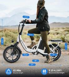 WIND HORSE 16" Electric Bike For Adults, Folding Ebike With 630W Peak Motor, 25MPH, 35Miles Range, Removable Battery, Suspension, Dual Disc Brake, LED Display, Electric Bicycle For Commuter Black