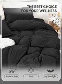 2/3pcs Duvet Cover Set, Bedding, Black Solid Bedding Set, Skin-Friendly And Cozy Bedding, Soft And Anti-Pilling Duvet Cover Set, Minimalist Room Decoration, Simple Stylish Comforter Cover And Pillow Case, Quilt Core Not Included, Fits For Twin Full King Queen All Size Beds, Suitable For All Seasons, Home Textile, Bedding Gifts, Machine Washable, Perfect Holiday Gift,Back-To-School Season