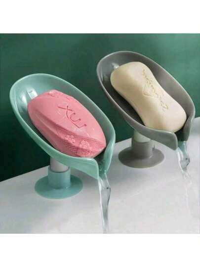 1pc Drain Soap Holder Leaf Shape Soap Box Suction Cup Tray Drying Rack For Shower Sponge Container Kitchen Bathroom Accessories