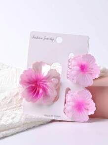 Set de 3 pinzas para el cabello con forma de flor de tamaño mediano, combinación de colores degradados de 6cm+4.5cm, accesorios de moda elegantes para el cabello de mujer, pinzas de estilo bohemio para accesorios de playa, otoño e invierno para atuendos de vacaciones