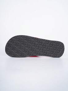 Men's Thong Sandals, Fashion Black, Red, Green Fabric Band, Flat Slip-On Slides, Casual Outdoor Beach Flip Flops, Green EVA Material - Red - View 9