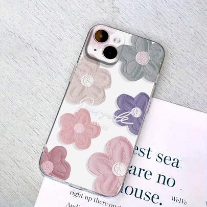 1个极简花卉图案防摔防滑透明彩绘手机壳，兼容 16/11/16pro/16plus/16promax/16e/15Promax/13/14/12/XS/XR/7G/8P，Galaxy 11/12Pro/12/12X/13Pro/14Pro/15Pro/X3pro，10/9/Note9/12c/Note11pro/Note8Pro/9C/9a，防摔手机保护壳，国际版，非国内版