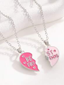 2 pièces Collier de meilleurs amis, collier magnétique de couple BFF, pendentif en forme de cœur mignon, cadeau à la mode pour les filles, cadeau d'anniversaire