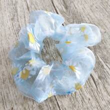 4/8 Stück einfache Haargummis, elastische Scrunchies mit Gänseblümchen Muster, Mesh Haarseil Zopfhalter, Damen Haarzubehör, weiche und süße elastische Haargummis als modisches Haarzubehör und Valentinstags-Geschenk, Zopfhalter, Haargummis, Haargummiringe