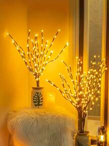 1pcs 20 LED Tree Branch Lights, Indoor Holiday Party Decoration Lighting, Fairy Lights With Tree Branch Design (Batteries Not Included) For Classroom, Office Home, Wedding Decoration Lights Perfect Gift For Birthdays, Holiday Gifts, And Parties. Suitable For Daily Wear And Holiday Celebrations, Suitable For All Seasons, And Is An Ideal Choice For Holiday Accessories.